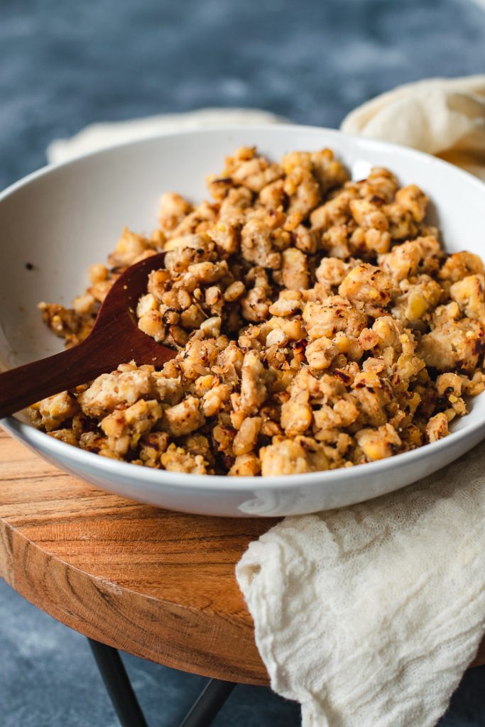 Sesame Tempeh Crumbles - Ellie Likes Cooking