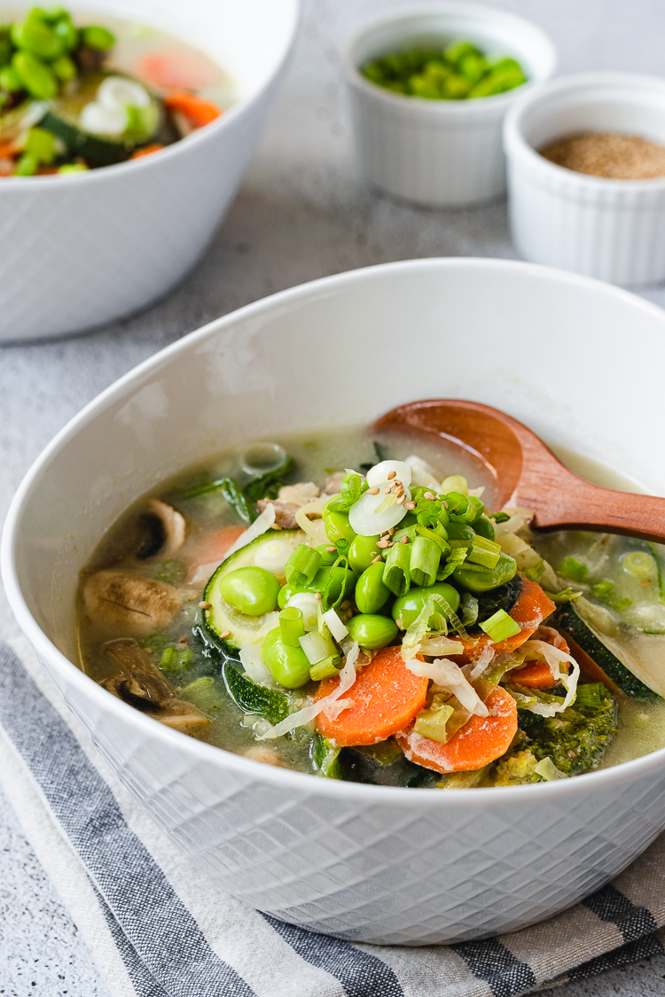 Vegetable Sesame Miso Soup - Ellie Likes Cooking