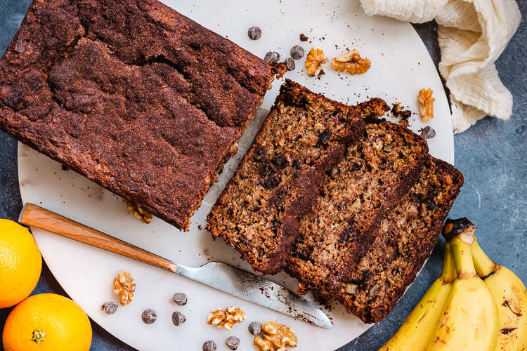 Chocolate Chip Orange Banana Bread (Vegan, Gluten-Free)