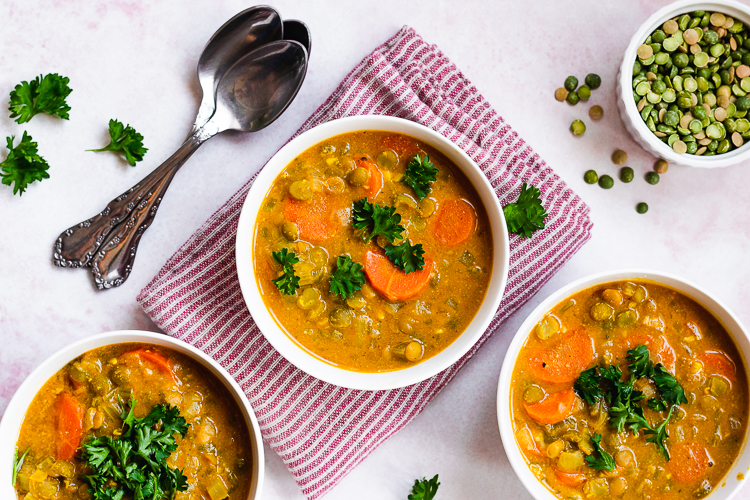 Curried Split Pea Soup (Vegan, Gluten-Free, Oil-Free)