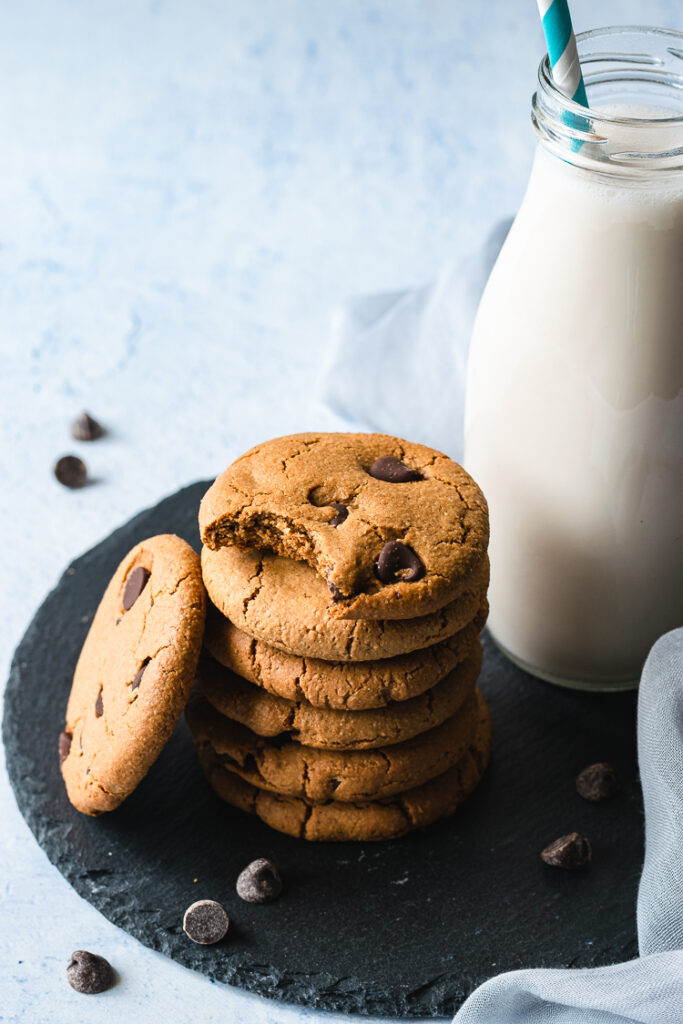 Healthier Peanut Butter Chocolate Chip Cookies (Vegan, GF, OF) - Ellie ...