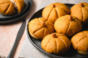 pumpkin melon pan on a plate