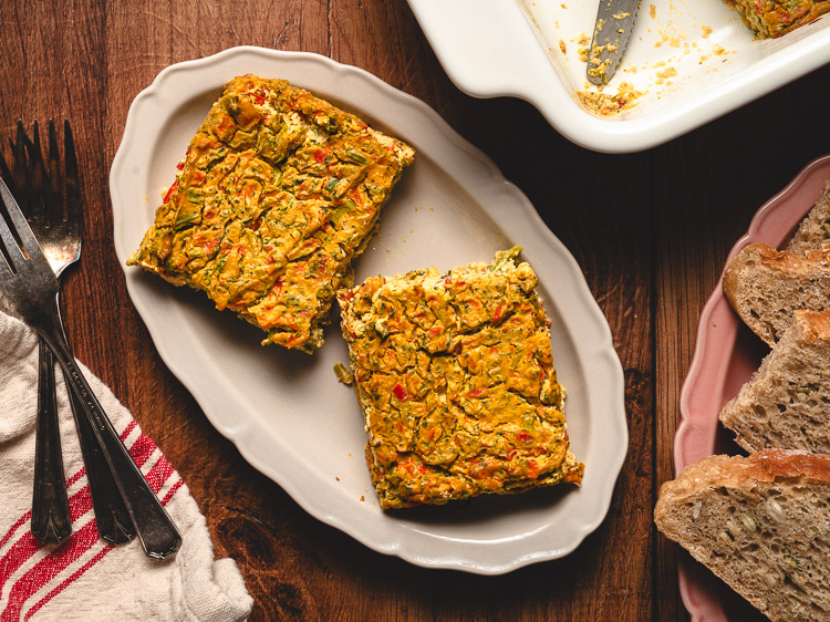 slices of tofu frittata on a plate