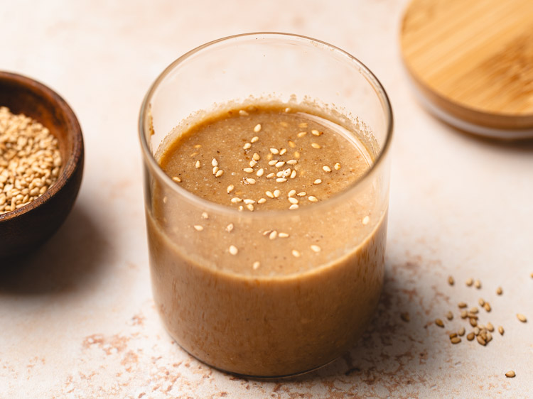 jar of homemade sesame dressing