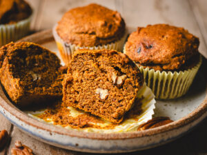 plate of vegan pumpkin muffins