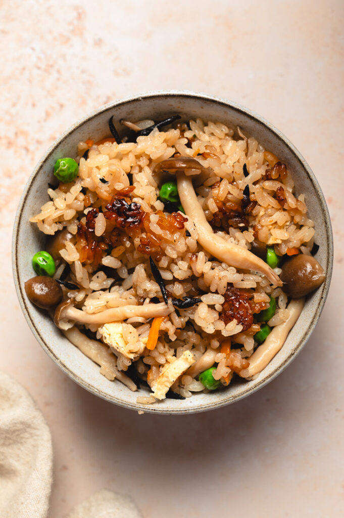 bowl of vegan takikomi gohan